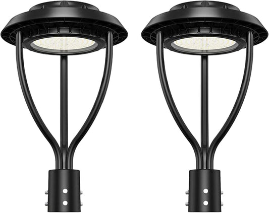 Outdoor LED Post Top Light (5000K-with Built-in Sensor, 100 Watt-2Pack)