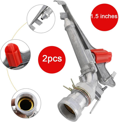1.5‘’ Agriculture Farm Irrigation Sprinkler Lawn Sprinkler Irrigation Spray Gun Large-Area Watering Spray 360° Rotary Farm Lawn Garden Irrigation 2Pcs(1.5inch)
