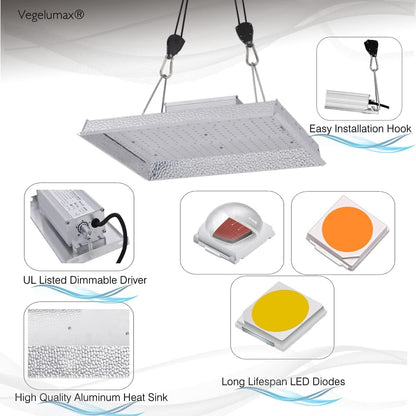 100Watt LED Plant Grow Lamp,Including UV IR Diodes,Sunlike Full Spectrum Growing Light for Hydroponic Indoor Seeding Veg Bloom Commercial Grow Greenhouse 4x2 4x4 Plant Tent,Power Dimmable