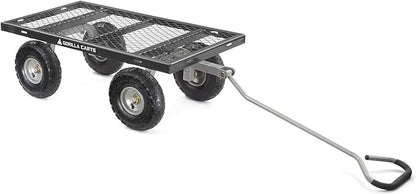 Gorilla Carts Steel Utility Cart, 4 Cu Ft Bed, 800 lb Load Capacity, Black – Heavy-Duty Outdoor Hauling Wagon with Removable Side Panels for Yard, Lawn, Garden or Landscaping