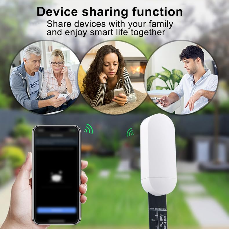 Smart Zigbee Soil Moisture Sensor,Zigbee hub Needed,Accurate Measure Capacitive Probe Moisture/Temperature Meter for Garden Planting Compatible with Homey Hubitat SmartThings Home Assistant