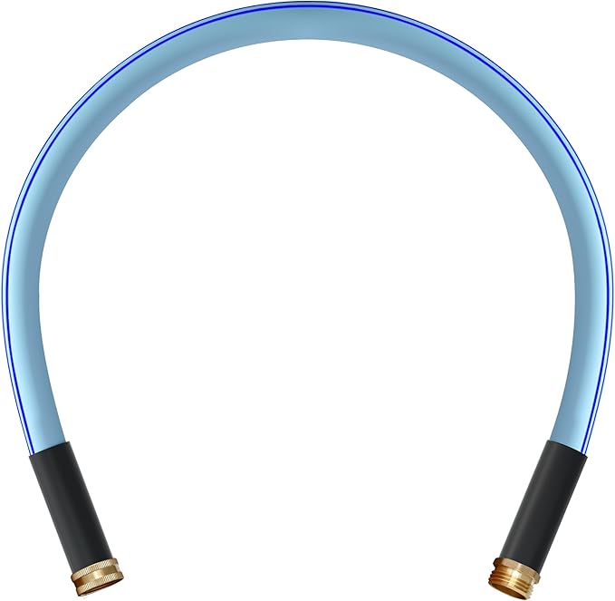 Atlantic Heavy Duty Garden Hose 5/8 Inch x 3 Foot Blue Color, Short Connection Leader Hose with Male-Female Connectors (3FT)