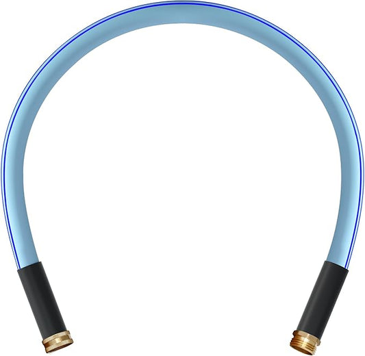 Atlantic Heavy Duty Garden Hose 5/8 Inch x 3 Foot Blue Color, Short Connection Leader Hose with Male-Female Connectors (3FT)