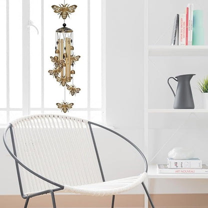 Outdoor Bee Wind Chimes Decor, Portable Wind Chime, Mobile Wind Catcher, Memorial Wind Bells with 7 Bees for Home, Yard, Patio, Trees, Garden Decoration, Valentines Gift, Festival Gift for Mom