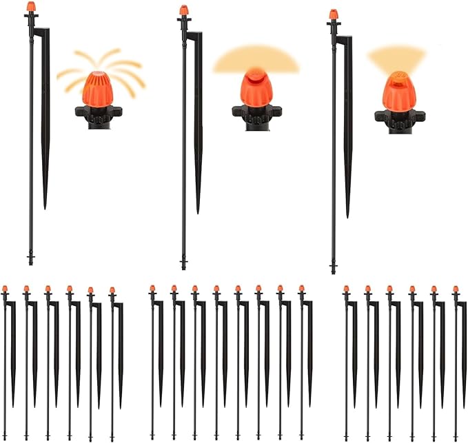 Micro Drip Irrigation Sprinkler Heads: 20 Sets Mixed 360/180/90 Degrees Drip Irrigation Emitters for 1/4 inch Hose Garden Irrigation System