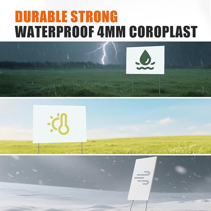 WENWELL 10 Large Blank Yard Signs with Stakes 18 x 12",Corrugated Plastic Lawn Sign kit for Estate Garage Sale,Party,Birthday,Wedding,Campaign,Parking,Make you own Outdoor Sign