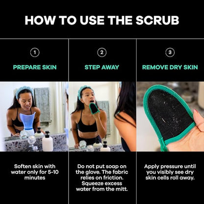 Dermasuri Deep Exfoliating Face Mitt - Scrubber, Dead and Dry Skin Remover for Men and Women - Exfoliator Gloves for Shower and Dry Use - ( 1 Pack)