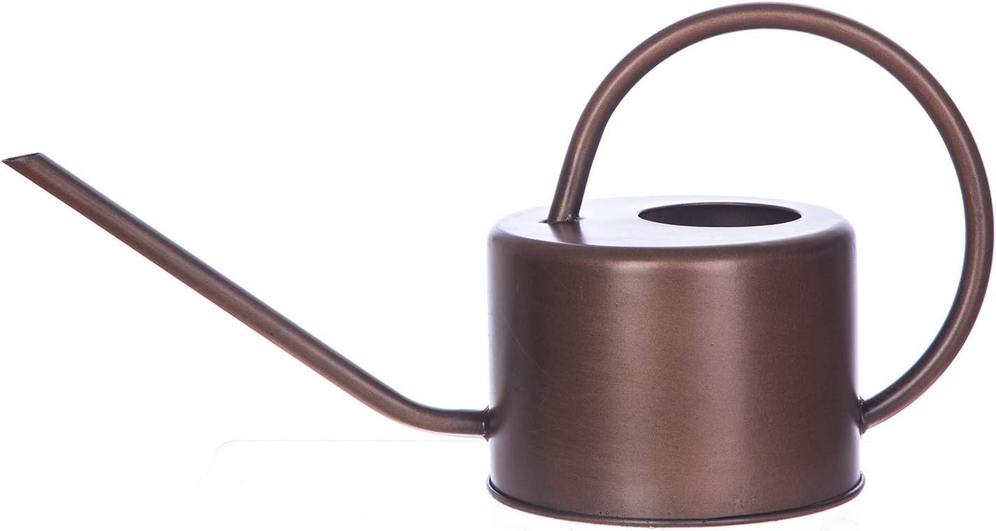 Metal Watering Can 1.3L Modern Style Watering Pot with Handle and Long Spout,Brown Color