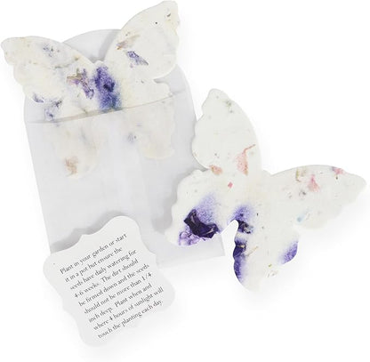 Wildflower Seed Paper - Set of 24 Purple Butterfly-Shaped with Envelope and Planting Instruction, Writable & Plantable Gift for Mom and Plant Lover, Ideal for Wedding, Memorial, Baby Shower