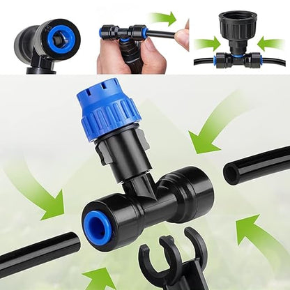 32.8FT Quick-Connect Drip Irrigation Kit with Adjustable Fan-Shaped Drippers for Garden Watering, Saving Water Automatic Irrigation Equipment for Raised Bed Plants Vegetable Garden Greenhouse