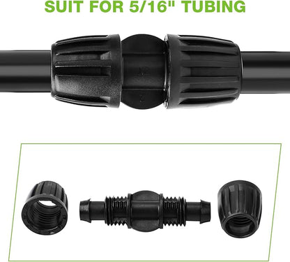 Bonviee 6 Pack 5/16 Inch Drip Irrigation Coupling Connectors, Barbed Lock Tubing Couplers for 5/16” Drip Line, Garden Hose Fittings for Irrigation Systems, Leak-Proof