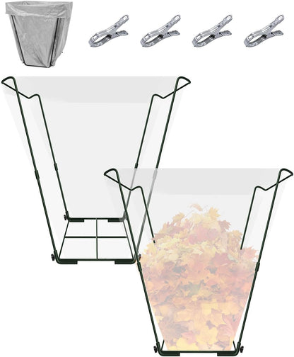 Joyhalo Outdoor Trash Bag Holder Stand - 2 Pack Heavy Duty Metal Garden Garbage Bag Support Frame for 30-45 Gallon Capacity, Multi-Use Portable Yard Leaf Bag Stand