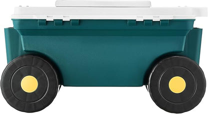 VEVOR Garden Scooter with Seat, 2 in 1 Rolling Garden Cart with Storage Bin, Supports up to 227 lbs, Outdoor Wagon with Handle, Lightweight Storage Gardening Stool for Yard Weeding Planting