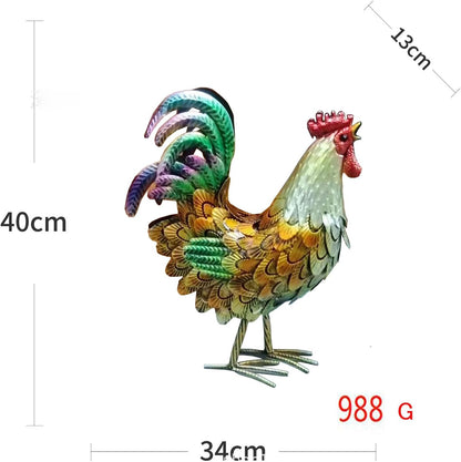 Metal Rooster Decor， Chicken Animal Yard Art Lawn Ornament Figurines Artwork for Outdoor, Patio,Backyard and Home Kitchen Decoration (Golden)