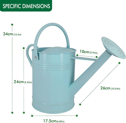Galvanized Watering Can for Outdoor Indoor Plants, 1.7 Gallon Blue Decorative Countryside Style Water Can with Removable Spout, Metal Watering Can for Indoor Plants and Garden Flower
