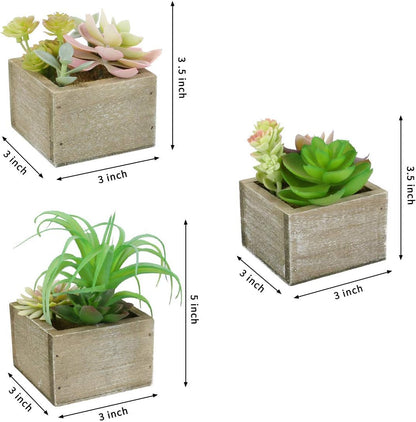 Mingfuxin Artificial Succulents in Pots, Artificial Plants for Home Decor Indoor, Faux Fake Succulents Desk Plants for Office Bathroom Room Decor, Set of 3