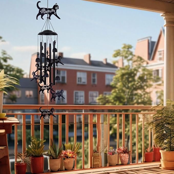 Cats Wind Chimes Outside Decor, Memorial WindChimes, Mobile Bells, Music Wind Catcher, Cat Wind Chimes for Home, Tree, Yard, Patio, Garden Decoration, Gifts for Cat Lovers, Festival Gifts for Mom