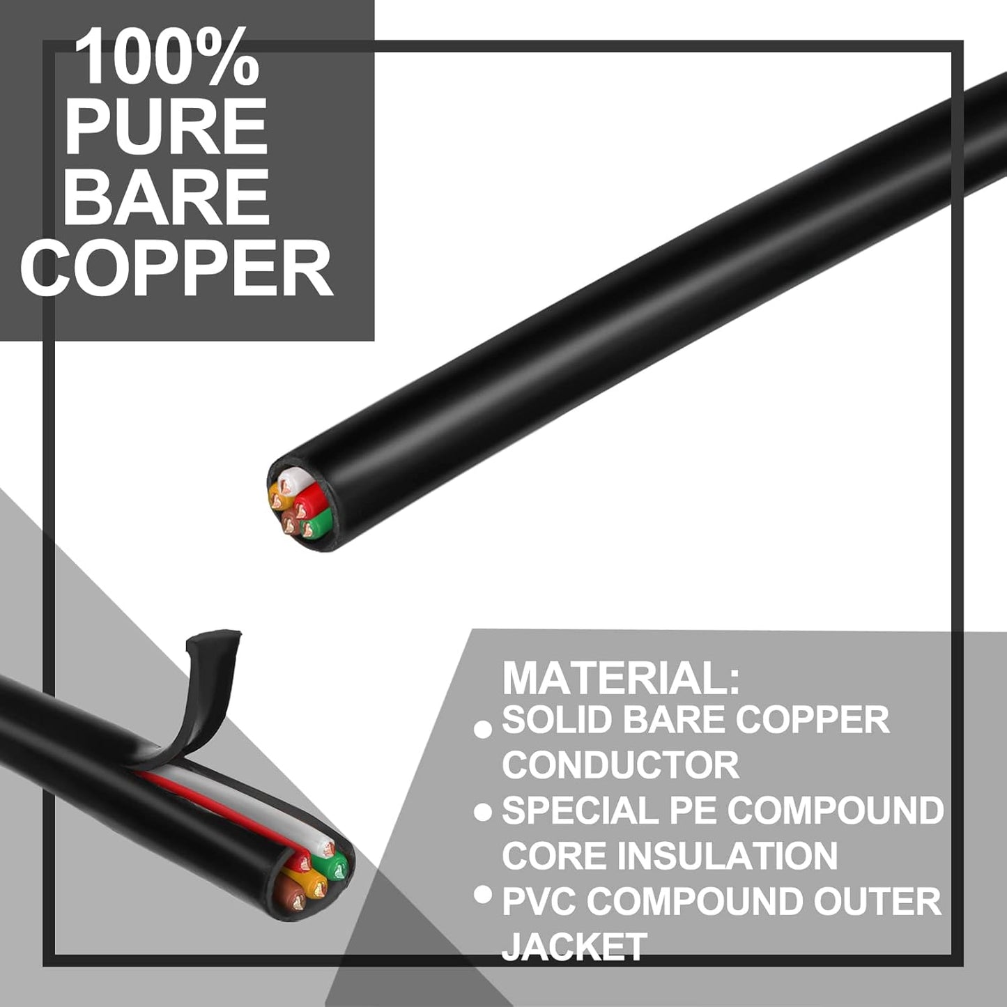 Hoolerry Solid Sprinkler System Wire 18 Gauge Irrigation Wire with UV Resistant PVC Jacket Sprinkler Cable for Underground Irrigation Field Central Control System 30v Ul Listed(18/5, 100 Ft)