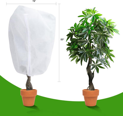 Plant Covers Freeze Protection 78" x 89" 2.2 oz, Large Size Bag Frost Cloth Plants Jacket Drawstring and Zipper Tree Cover for Outdoor Plants, Shrub Potted Plants Winter (1 PCS)