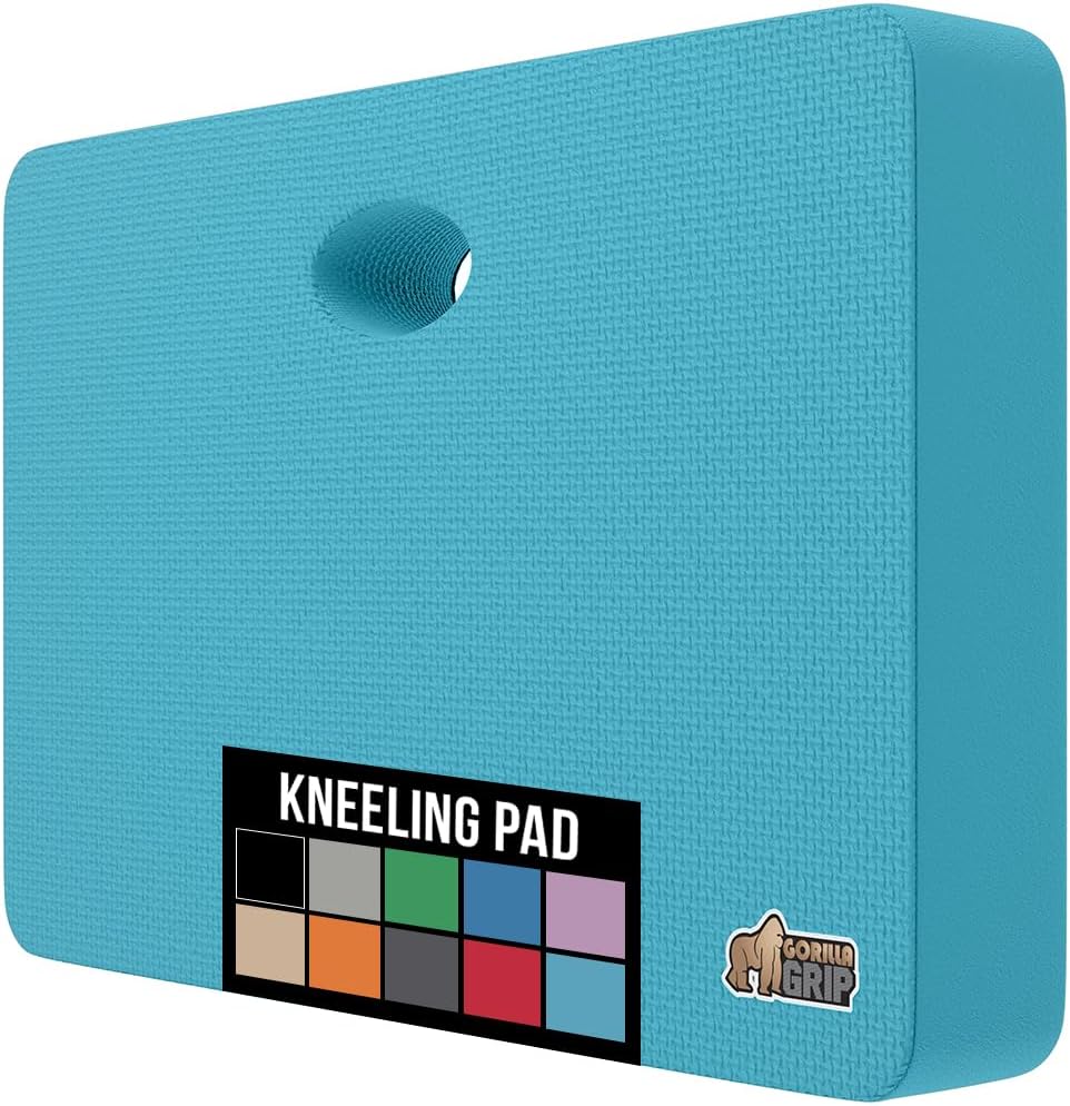 GORILLA GRIP Extra Thick Patent Pending Garden Kneeling Pad, 17.5 x 11 Inch Supportive Soft Foam Knee Cushioning for Gardening, Water Resistant, Bathing Baby, Working Supplies Lightweight, Turquoise