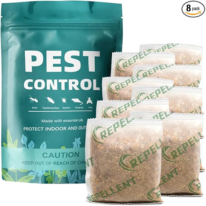 Pest Control Pouches, Rodent Repellent, Mouse Repellent, Repel Mice, Mouse, Rats, Ants, Roaches, Spiders, Moths & Other Pest, Rat Repellent Safe for Kids & Pets, Mice Repellent 8P