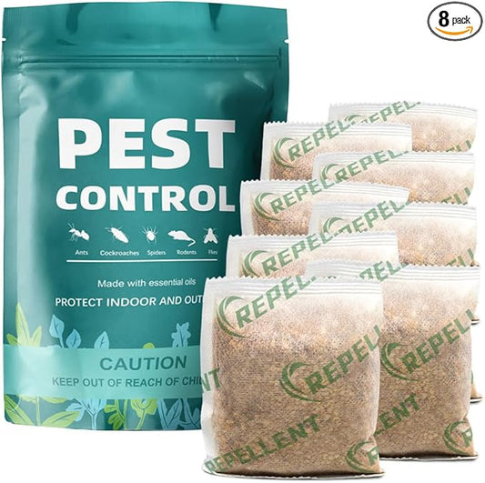 Pest Control Pouches, Rodent Repellent, Mouse Repellent, Repel Mice, Mouse, Rats, Ants, Roaches, Spiders, Moths & Other Pest, Rat Repellent Safe for Kids & Pets, Mice Repellent 8P