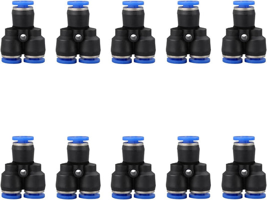 8mm OD Y splitter Push to connect Fittings,push to connect air fittings, air line push connectors (10 Pcs)