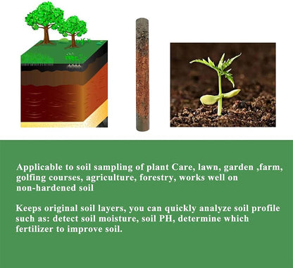 Soil Sample Probe 12 Inch with T Handle, Soil Sampler Tool, Soil Test Kit, Soil Probe for Soil Sampling Plant Care Lawn Garden Farm