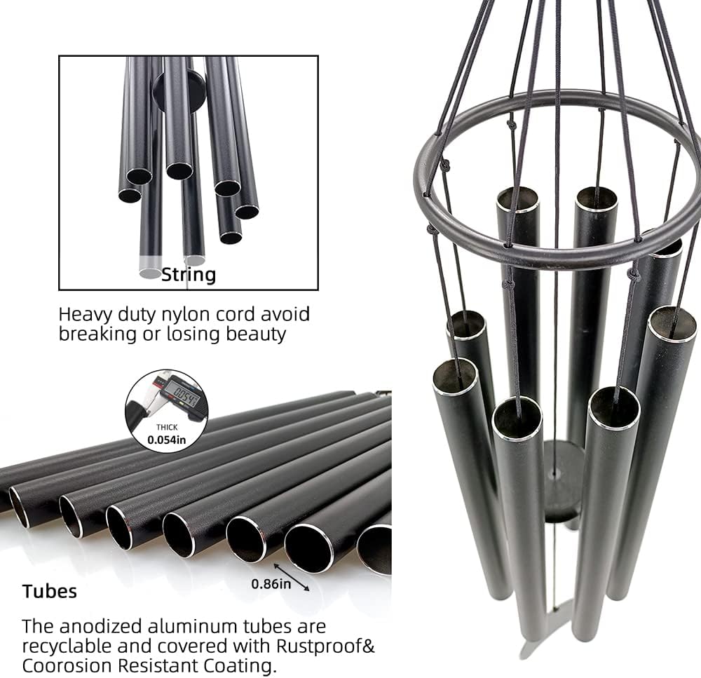 Personalized 36" Healing Memorial Wind Chimes for Outside, Bereavement Gift of Comfort for Loss of Mother, Father or Husband, A Soothing Remembrance for Your Garden and Patio