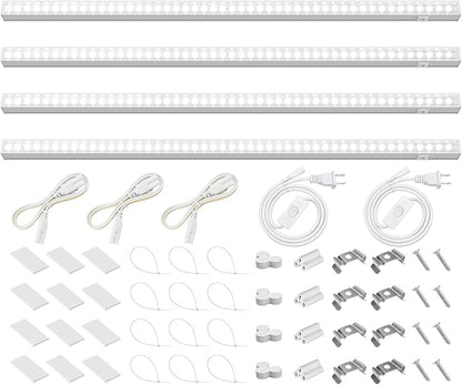 Barrina T5 Grow Lights for Indoor Plants, 2FT 40W (4 X 10W) LED Grow Light with Separate Switch, Linkable Grow Lamp, Indoor Plant Lights for Growth with White Cover, 5000K, 4 Packs