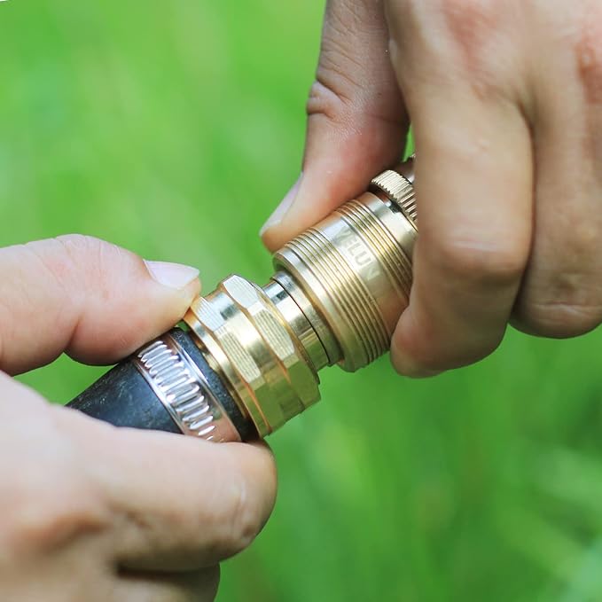 Garden Hose Quick Connect Solid Brass 3/4 inch GHT Internal Thread Quick Connector Fittings No-Leak Water Hose Female and Male product adapters (4 SETS)