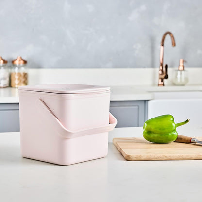 Kitchen Compost Bin – Countertop Food Waste Caddy with Easy Wipe Clean Interior – Made in the UK - 3.5L (0.9 gal.) (Dusty Pink)