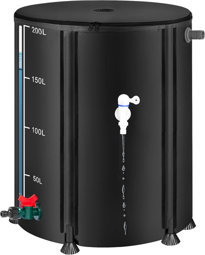 Collapsible Rain Barrel, Portable Rain Water Collection System Kit, 53 Gallon – Foldable Water Tank & Storage Reservoir with Spigot for Garden, Lawn, & Emergency Use