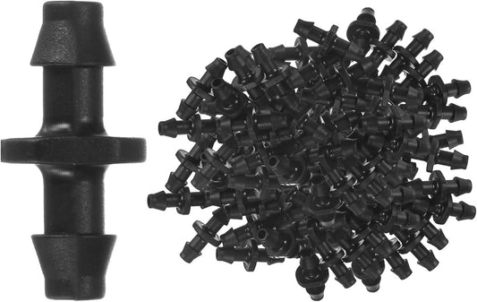 100-Pack Drip Irrigation Barbed Fittings, for 1/4 Inch Tubing Connector Plastic Coupling Irrigation Parts for Garden/Greenhouse/Aquarium/Flower Pot, Drip Pipe Accessories