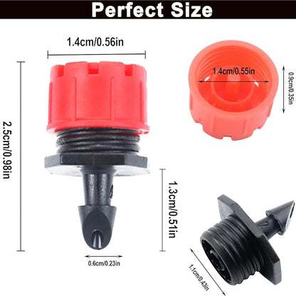 150 Pcs Adjustable Micro Drip Irrigation Sprinklers 1/4 Inch Universal 8-Hole Flow Dripper Garden Irrigation Nozzles for 4mm/7mm Tube Watering System (Red)