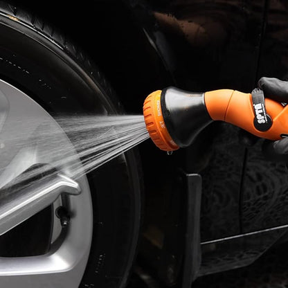 SPTA Hose Nozzle Heavy Duty, Metal Water Hose Sprayer for Garden, 8 Spray Patterns, High Pressure, Thumb Flow Control, On/Off Valve, Ideal for Outdoor Lawn & Plant Watering, Car & Pet Washing