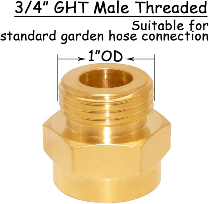 Garden Hose Bib Adapter, 1" Measure Inside Diameter, 1-1/16" Fine Thread Female to Standard 3/4" GHT Male Thread, Compatible with Outdoor Faucet to Garden Hose