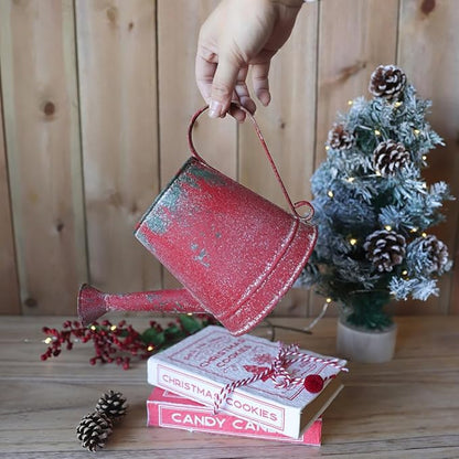 Cute Small Watering Can Indoor Plants Garden Metal Decorative Watering Cans for Outdoor Plants Bonsai Outdoor Garden Flower Decorative (Red, 1.5L, 50.7 Oz)