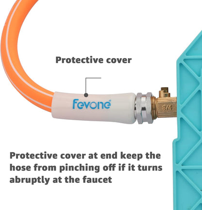Fevone 50 ft x 5/8" Heavy Duty Garden Hose, Drinking Water Safe, Flexible & Kink-Free Hybrid Polymer Water Hose, Lightweight Outdoor Hose with 3/4" Solid Aluminum Fittings