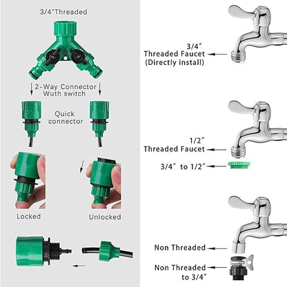Drip Irrigation System, Irrigation System for Garden with 165FT 1/4 Inch Blank Distribution Tubing, DIY Saving Water Garden Watering System, Automatic Drip Irrigation Kits for Greenhouse Accessories