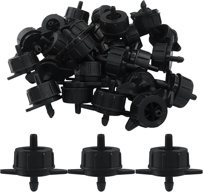 50 Pack 1 GPH Pressure Compensating Drip Irrigation Emitters, Premium Plastic Drip Sprinklers for 1/4" Tubing for Indoor/Outdoor Plants, Gardens & Landscapes