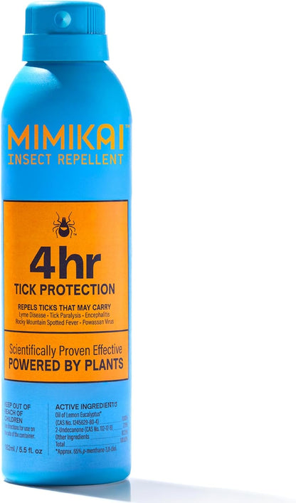 Mimikai Tick Repellent Spray, DEET-Free for Skin and Outdoor Use, Non-Toxic, Plant-Powered Skincare, 5.5oz