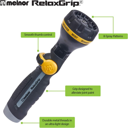 Melnor 65190AMZ RelaxGrip Flashlight 8 Pattern Nozzle w/Adpt