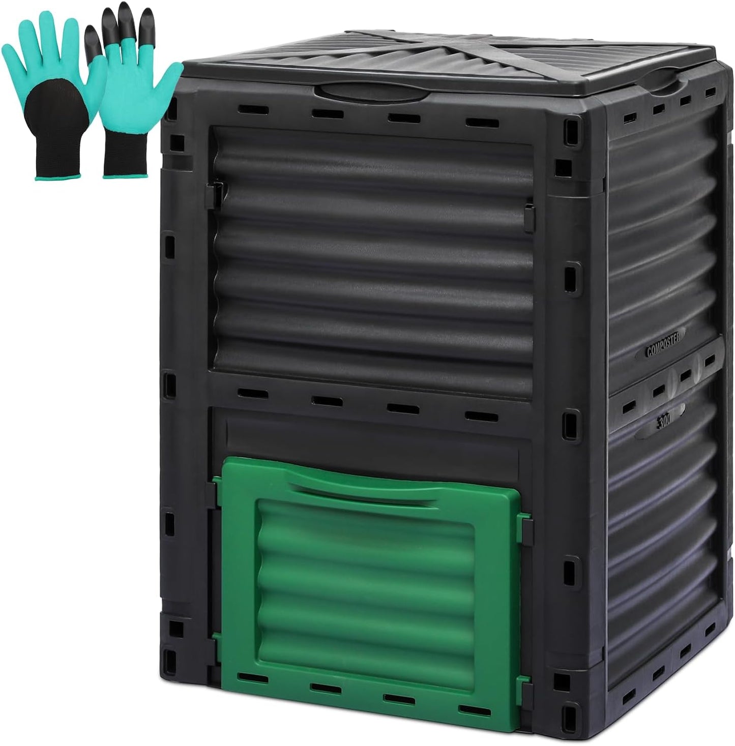 Athena Collection Compost Bin, 80 Gallon (300L) Large Outdoor Composter with Snap-On Lid & Aeration Vents, Easy to Assemble, Durable Outdoor composting Bins for Garden, Yard and Outdoor Use