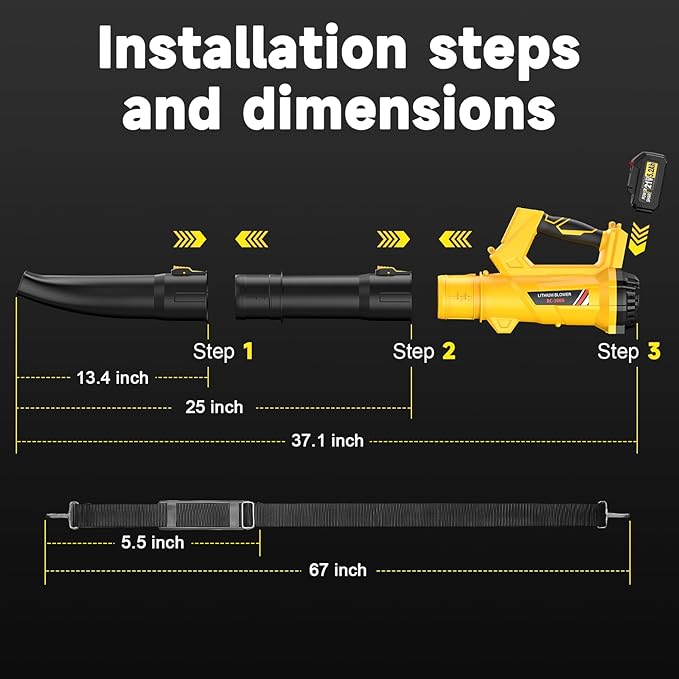 2025 New Leaf Blower, Leaf Blowers Cordless with Battery and Charger 21V 5.2Ah Battery × 2, Battery Life 50~130 Minutes, Wind Speed 150 MPH, 500 CFM blowers for Lawn Care & Garden