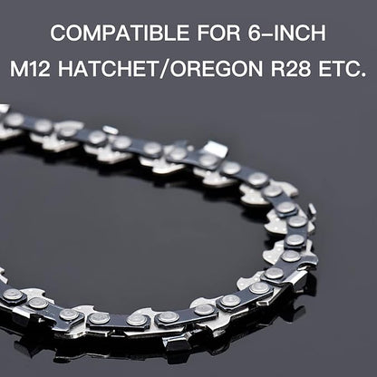 6 Inch Chainsaw Chain 3/8" LP Pitch .043" Gauge 28 Drive Links, 6" Replacement Chains Fit Milwaukee M12, 2527-20, Craftsman CMCCSL621D1, Remington, Kobalt R28-2 Chains