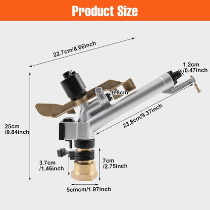 1.5" 360 Impact Adjustable Water Gun Spray Nozzle Set Large-Area Garden Farm Lawn
