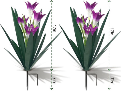 Homight Metal Agave Plant Outdoor Decoration Lily Mexican Yard Art Garden Gift Home Decor Hand Painted Metal Agave Garden Yard Statue, Outdoor Lawn Ornaments (2 Big Purple Lilies)