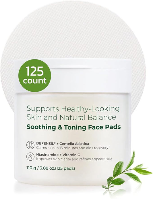 Toner Pads Face Exfoliator Dark Spots Removal Pads, Soothing with DEFENSIL®,Tea Tree | Wrinkle Minimizing with Peptides, Niacinamide for All Skin Types（125 Counts）