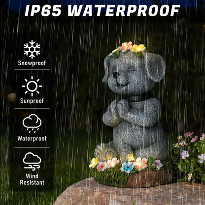 Solar Dog Figurines Garden Decor